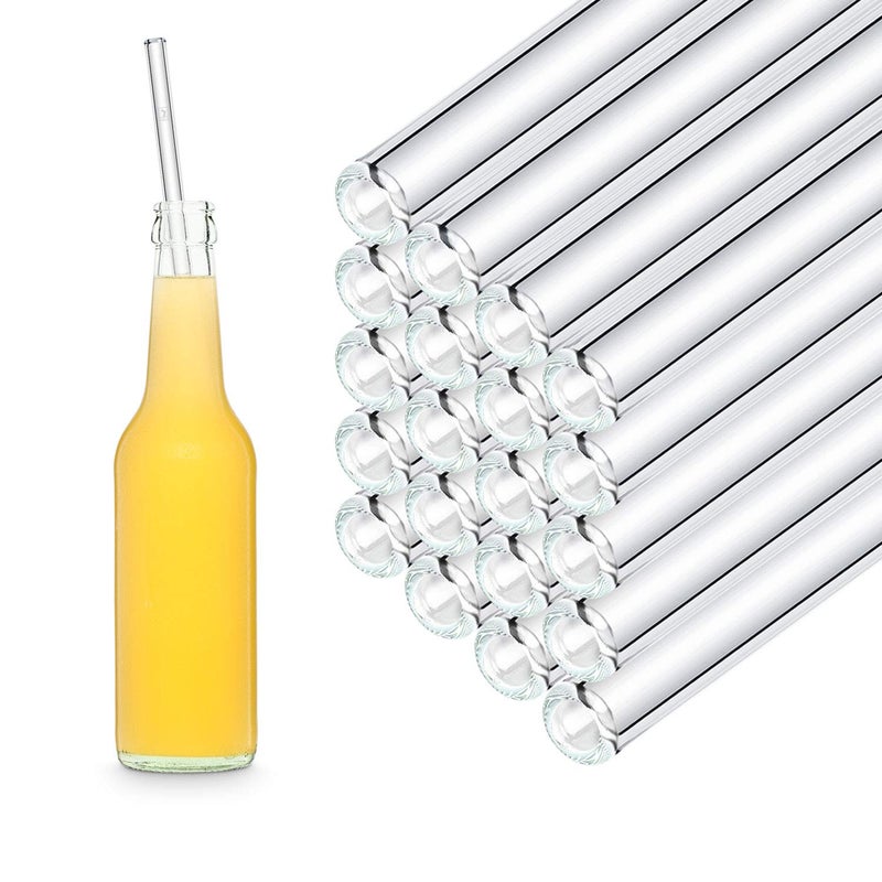 HLM HALM Glass Straws - 50 Reusable Drinking Straws + Plastic-Free Cleaning Brush - Made in Germany - Dishwasher Safe - 30 cm (12 in) x 0.9 cm - Straight - Perfect for Bottles - Eco-Friendly - Image 1